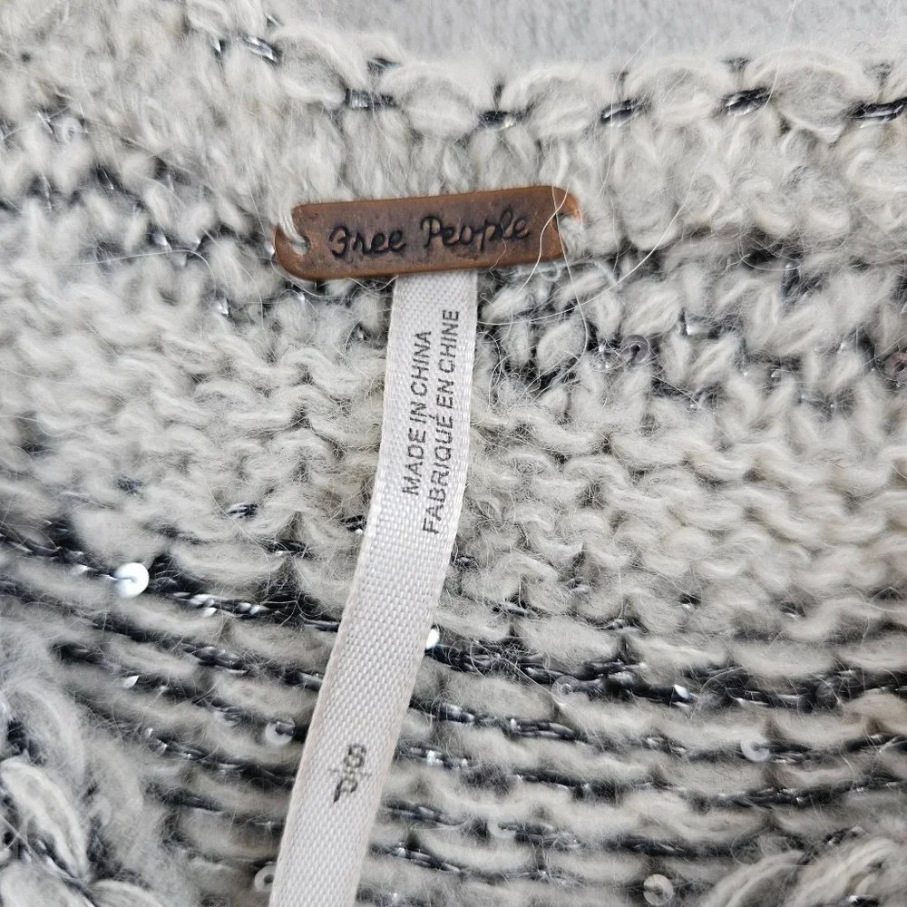 Free People Sweater Dress Womens Small Petite Gray Wool Blend Nordic Nights Knit